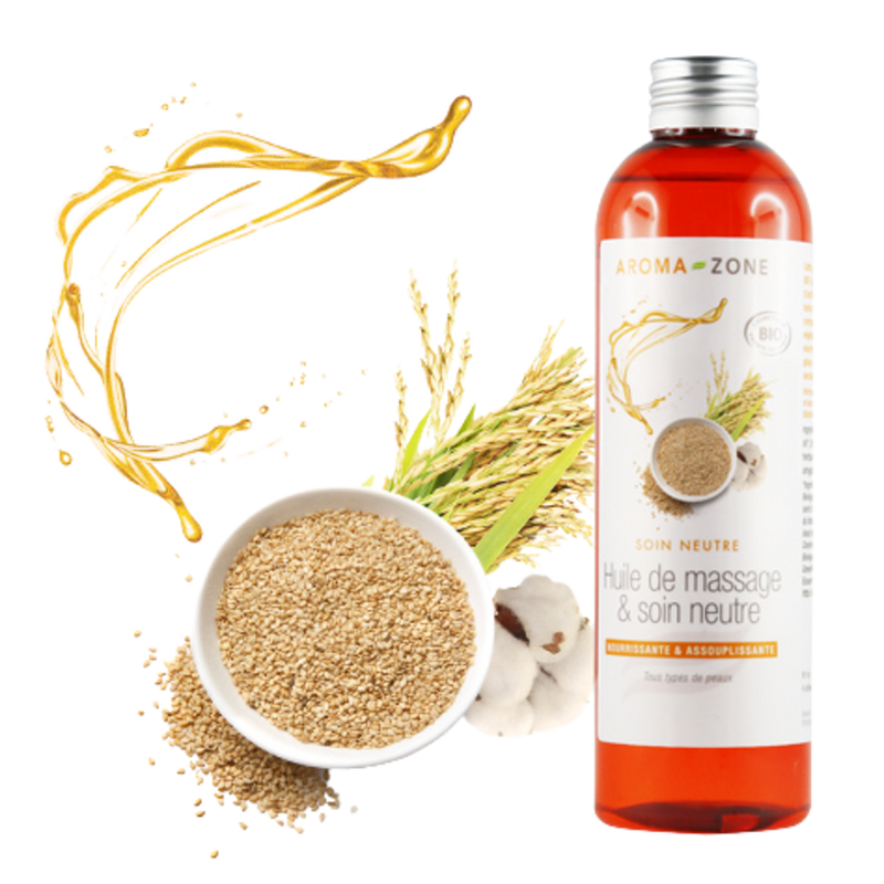 Huile de massage neutre biologique : 100 % naturelle